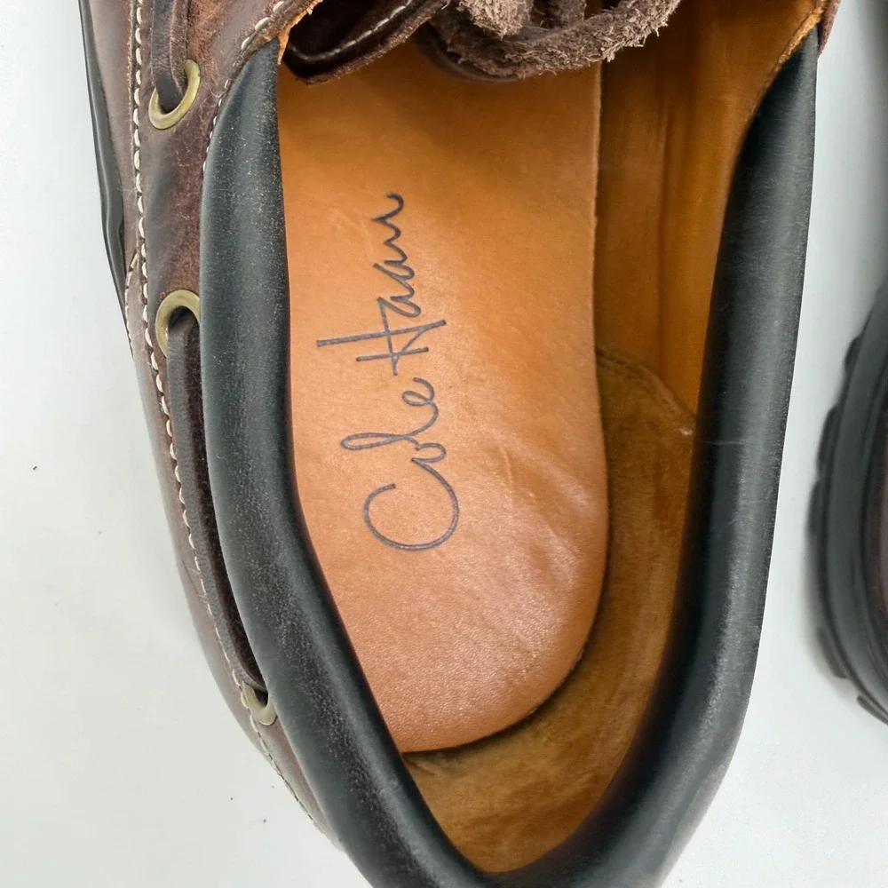 Cole Haan Mens Brown Leather Boat Shoes C07139 Moc Toe Loafers Size 9M